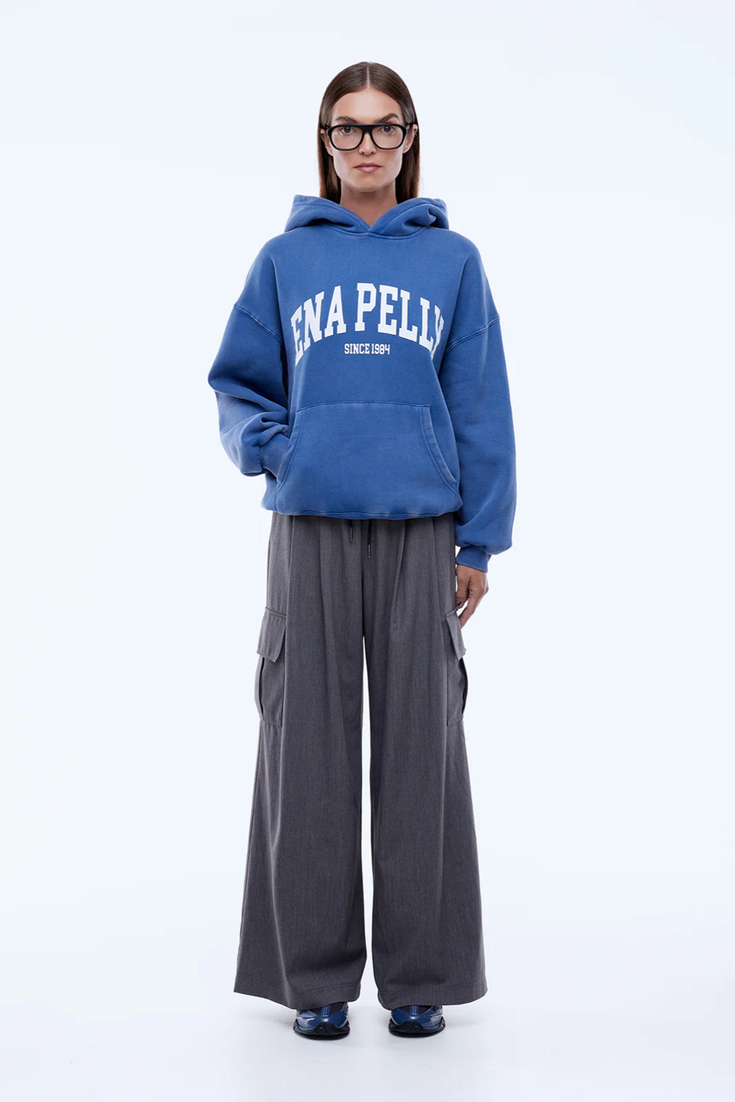 Ena Pelly Varsity Hoodie | Washed Indgio