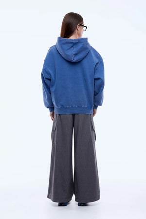 Ena Pelly Varsity Hoodie | Washed Indgio