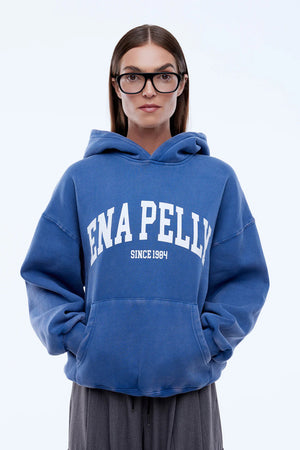 Ena Pelly Varsity Hoodie | Washed Indgio