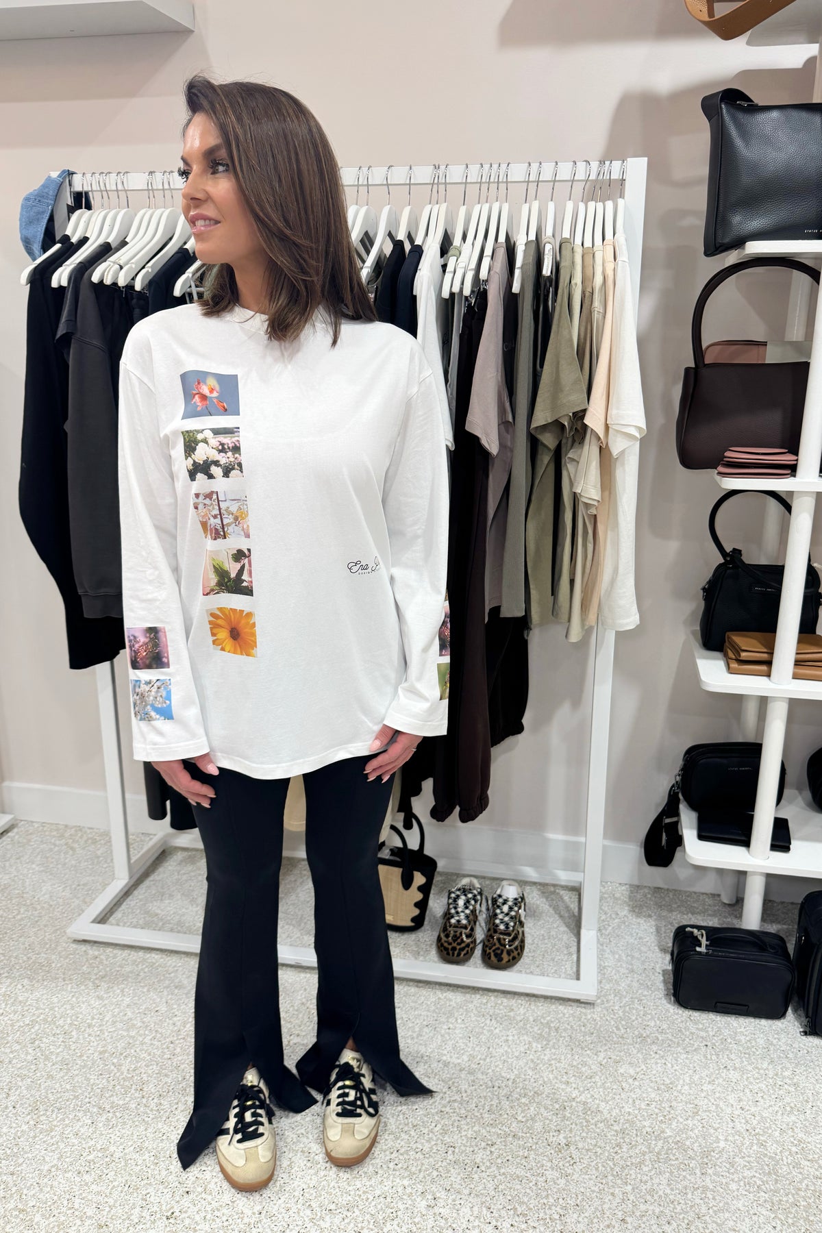 Ena Pelly Tiled Floral Long Sleeve Tee | Vintage White || USE CODE: SAVE50 ( FINAL SALE _ NO RETURNS)