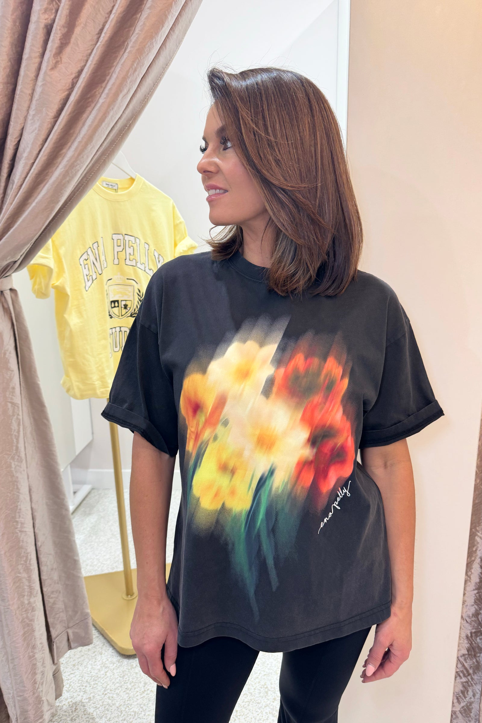 Ena Pelly Blurred Sunflowers Tee | Vintage Black