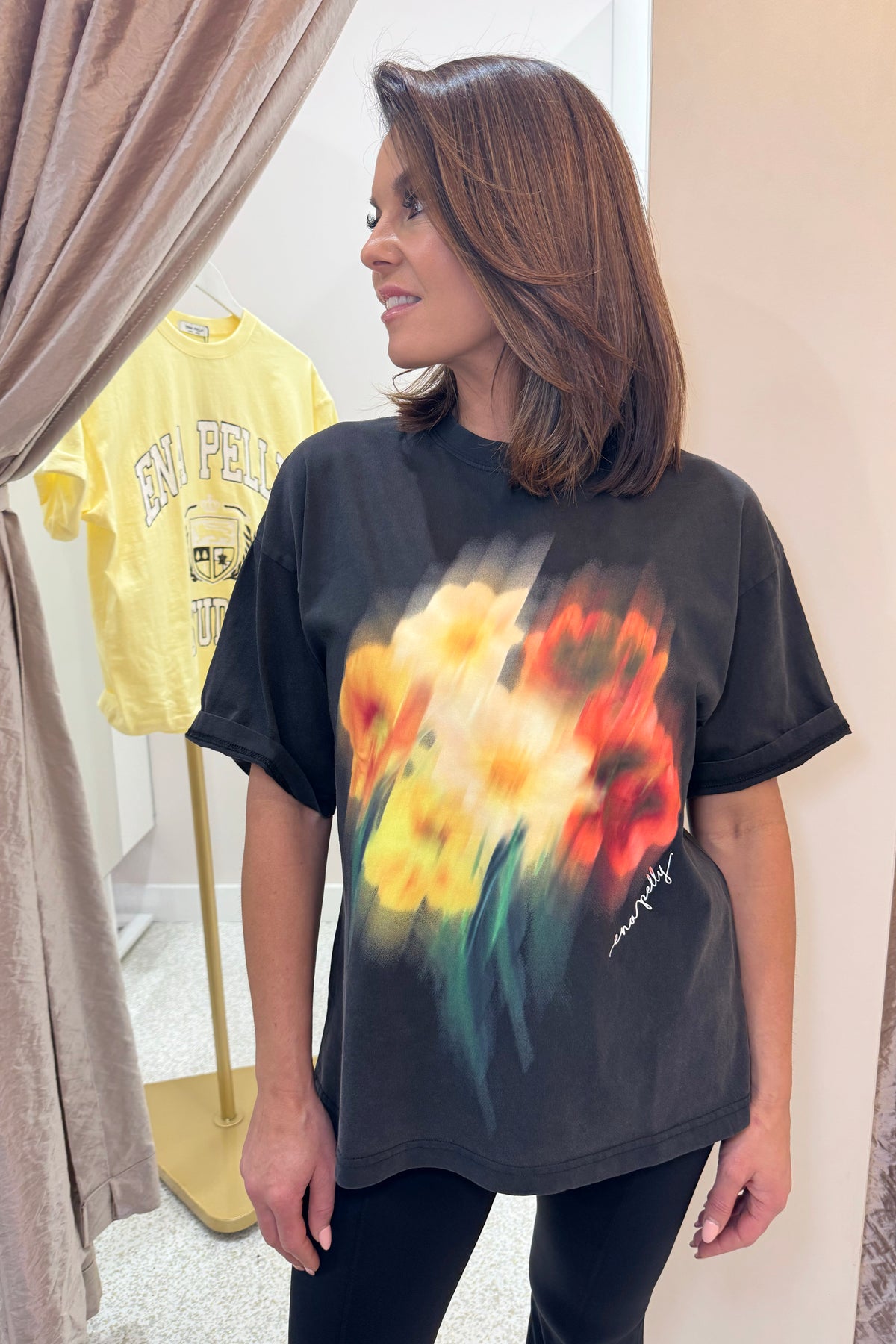 Ena Pelly Blurred Sunflowers Tee | Vintage Black