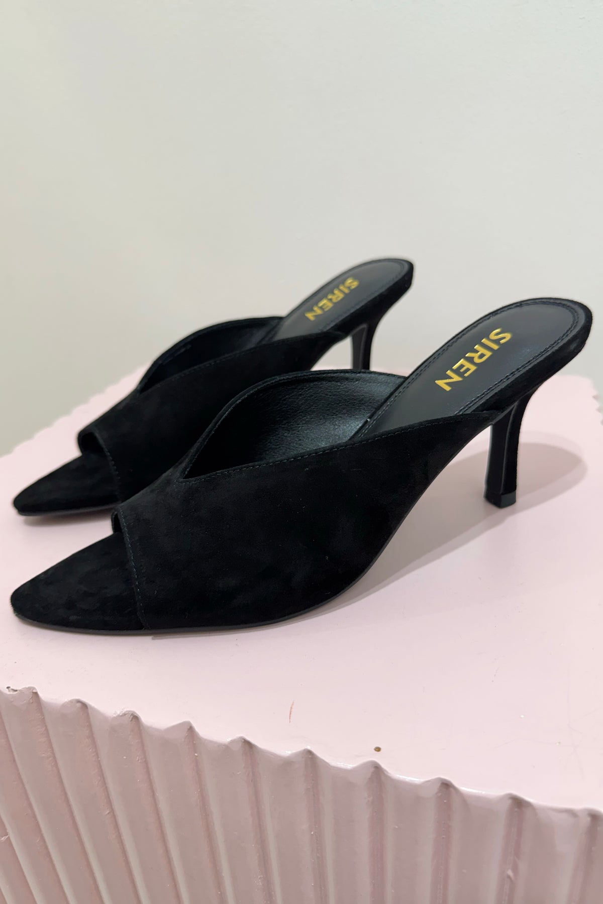 Siren Mabel Point Toe Mule | Black Suede