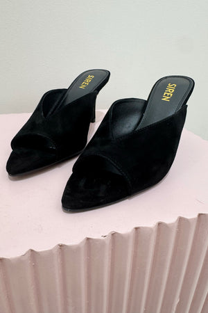 Siren Mabel Point Toe Mule | Black Suede