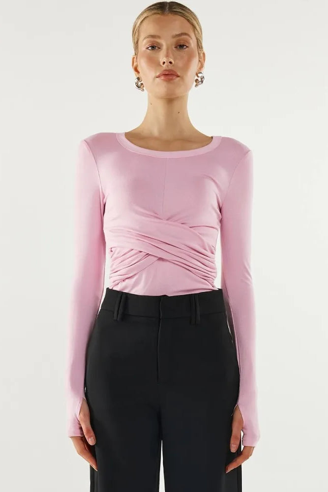 Madison The Koko Long Sleeve Top | Pink