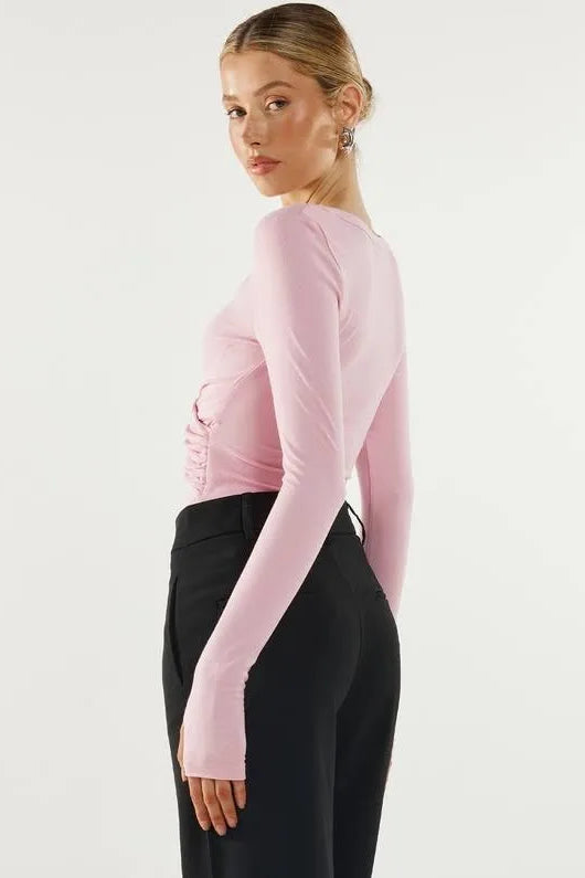 Madison The Koko Long Sleeve Top | Pink