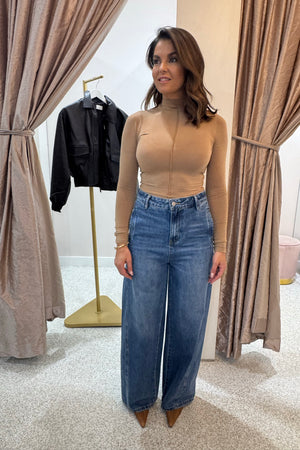 Bayse Brand Anisa Turtle Neck Long Sleeve Top | Walnut