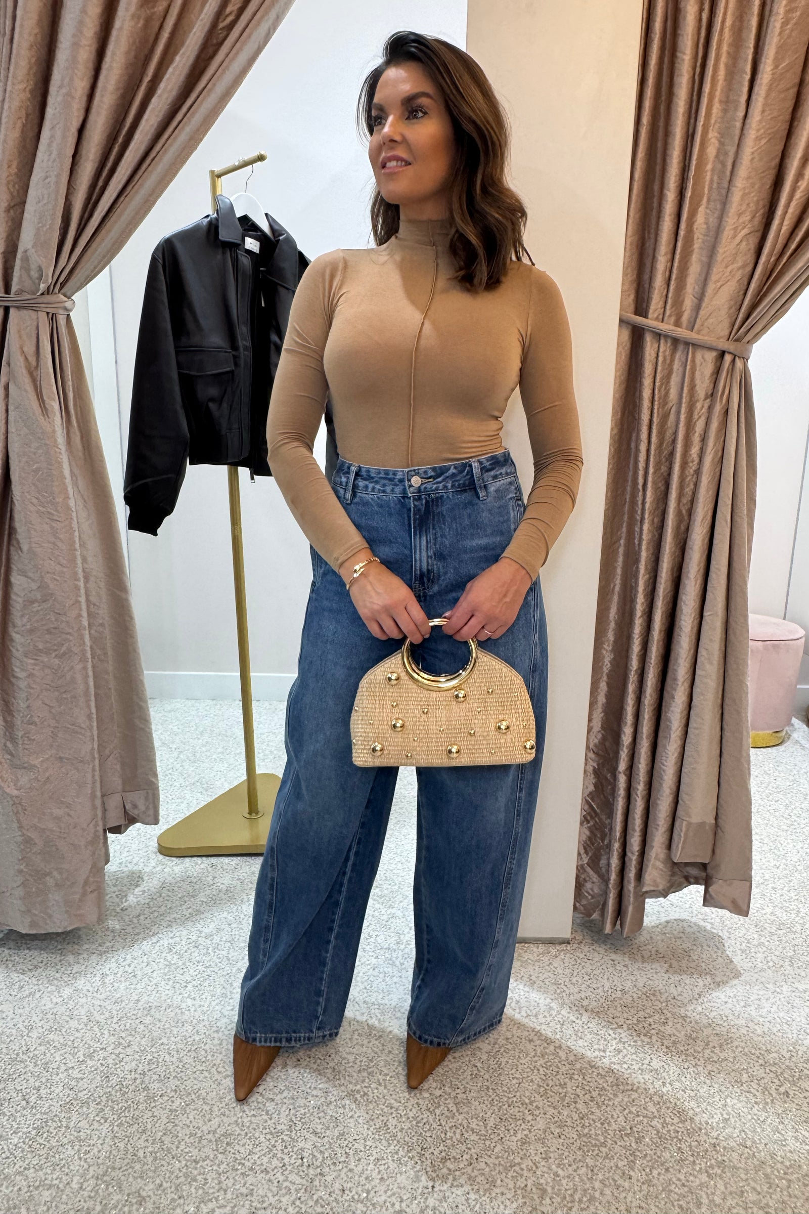 Bayse Brand Anisa Turtle Neck Long Sleeve Top | Walnut