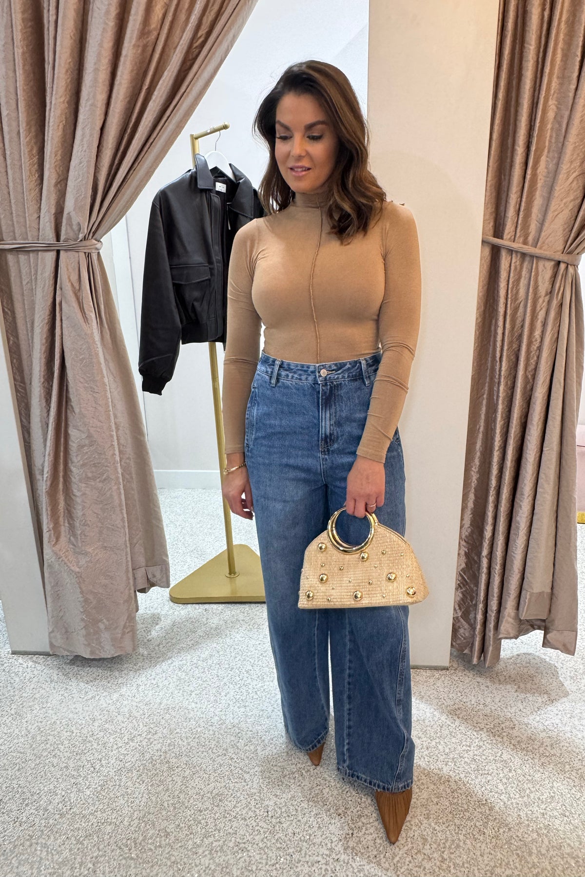 Bayse Brand Anisa Turtle Neck Long Sleeve Top | Walnut