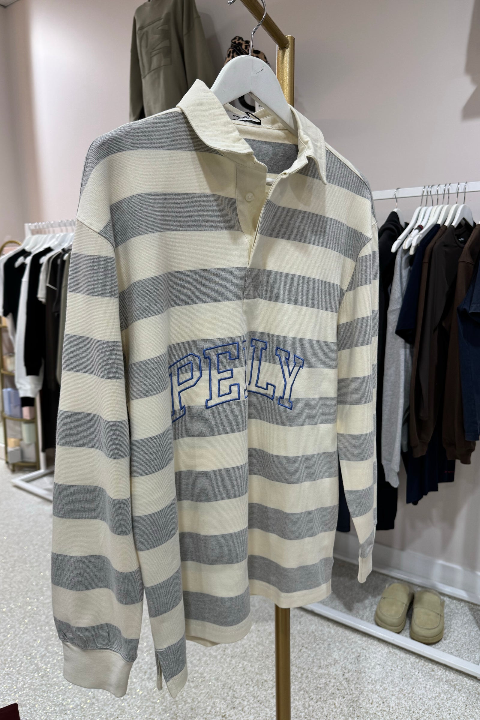 Ena Pelly Mel Panelled Polo Top | Vintage White