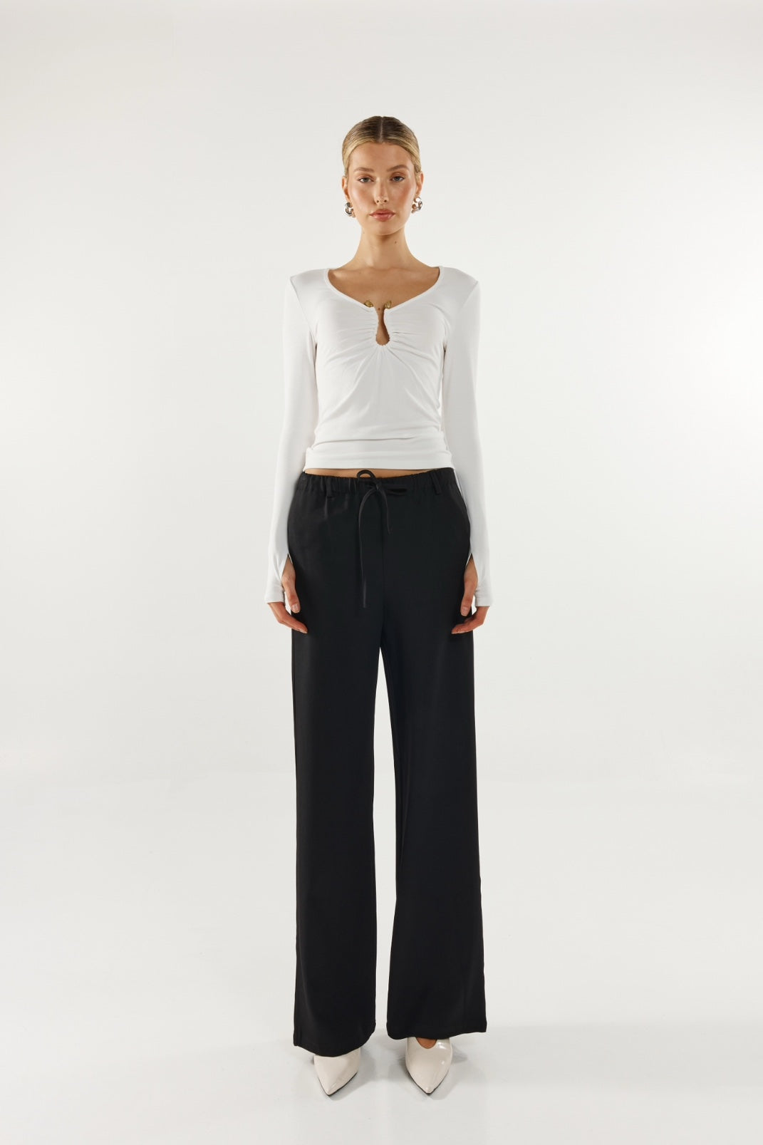 Madison The Label Leanne Long Sleeve Top | White