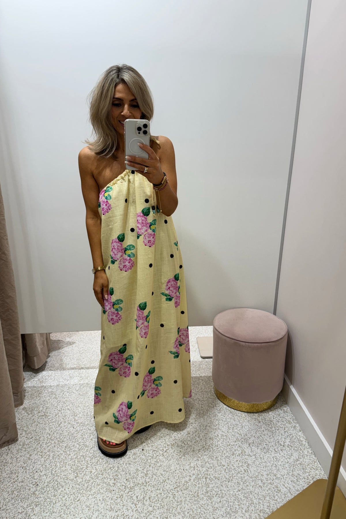 Chosen By Fifi & Annie The Polka Lulu One Shoulder Maxi | Yellow
