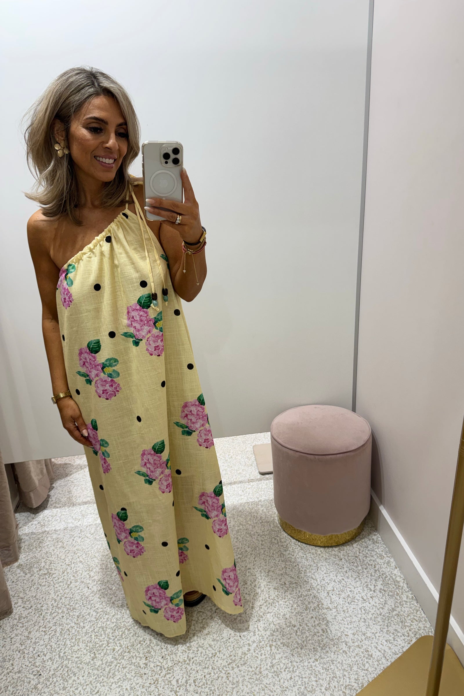 Chosen By Fifi & Annie The Polka Lulu One Shoulder Maxi | Yellow || BEST SELLER RESTOCKED