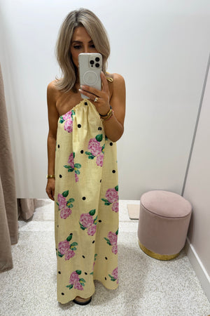 Chosen By Fifi & Annie The Polka Lulu One Shoulder Maxi | Yellow