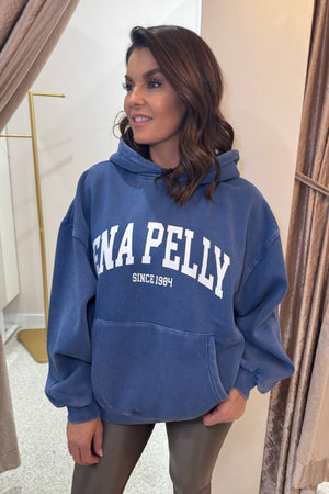 Ena Pelly Varsity Hoodie | Washed Indgio