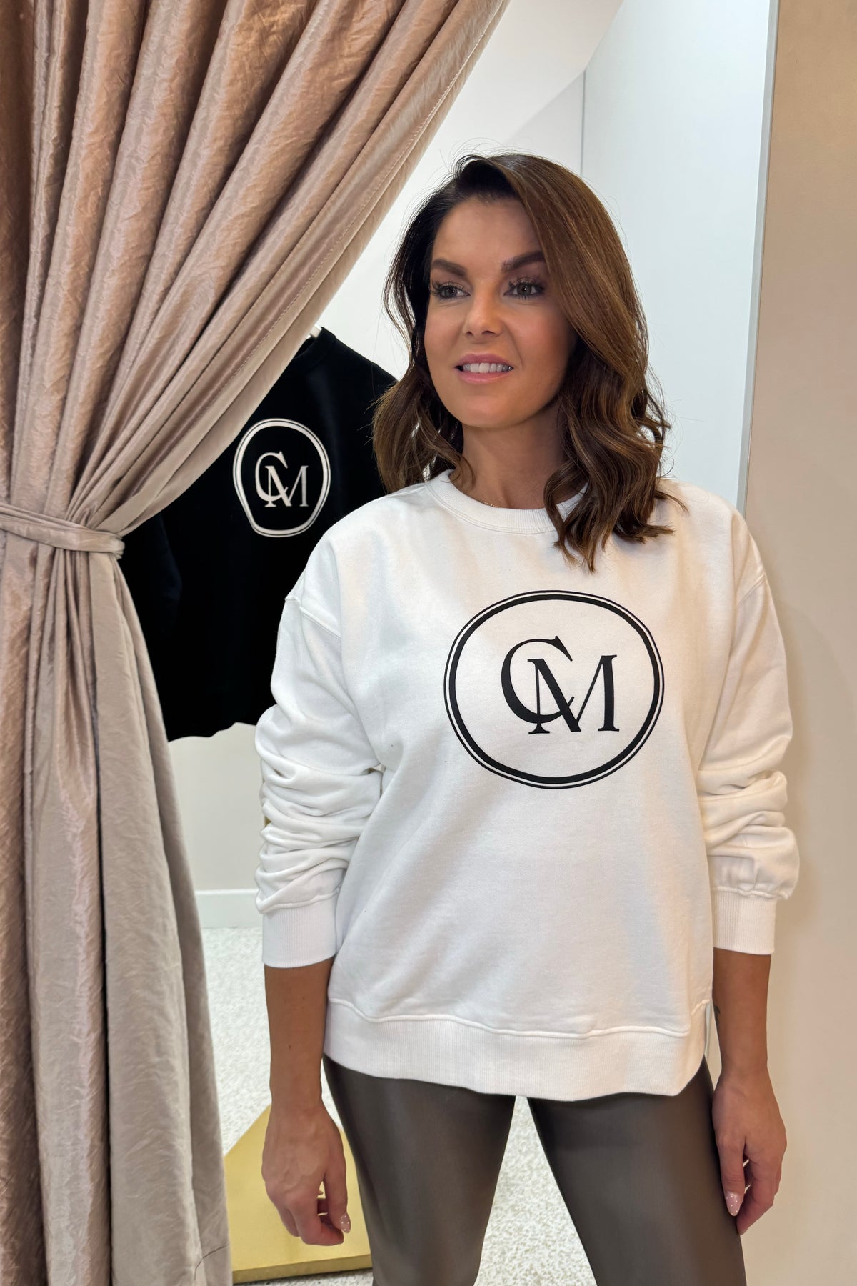 C&M Camilla & Marc Bonnie Large Graphic Sweater | Soft White / Black