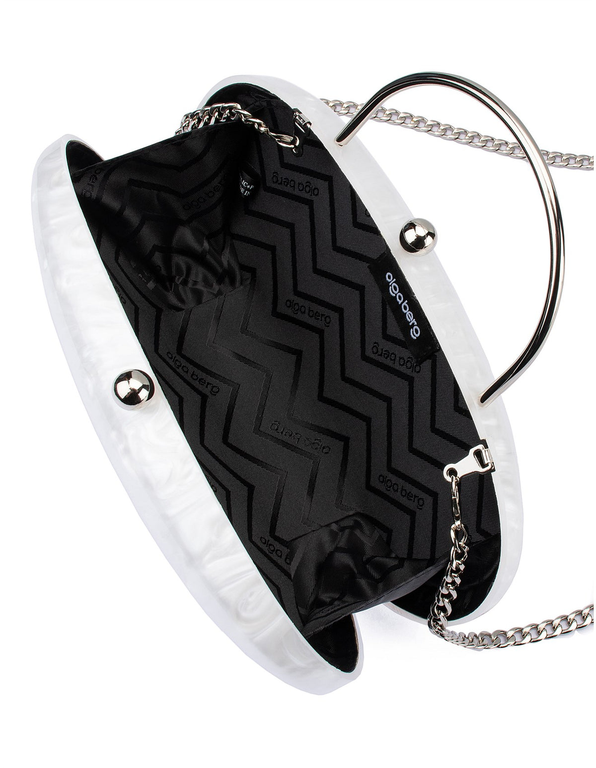 Olga Berg The Imelda Acrylic Clutch Bag | White