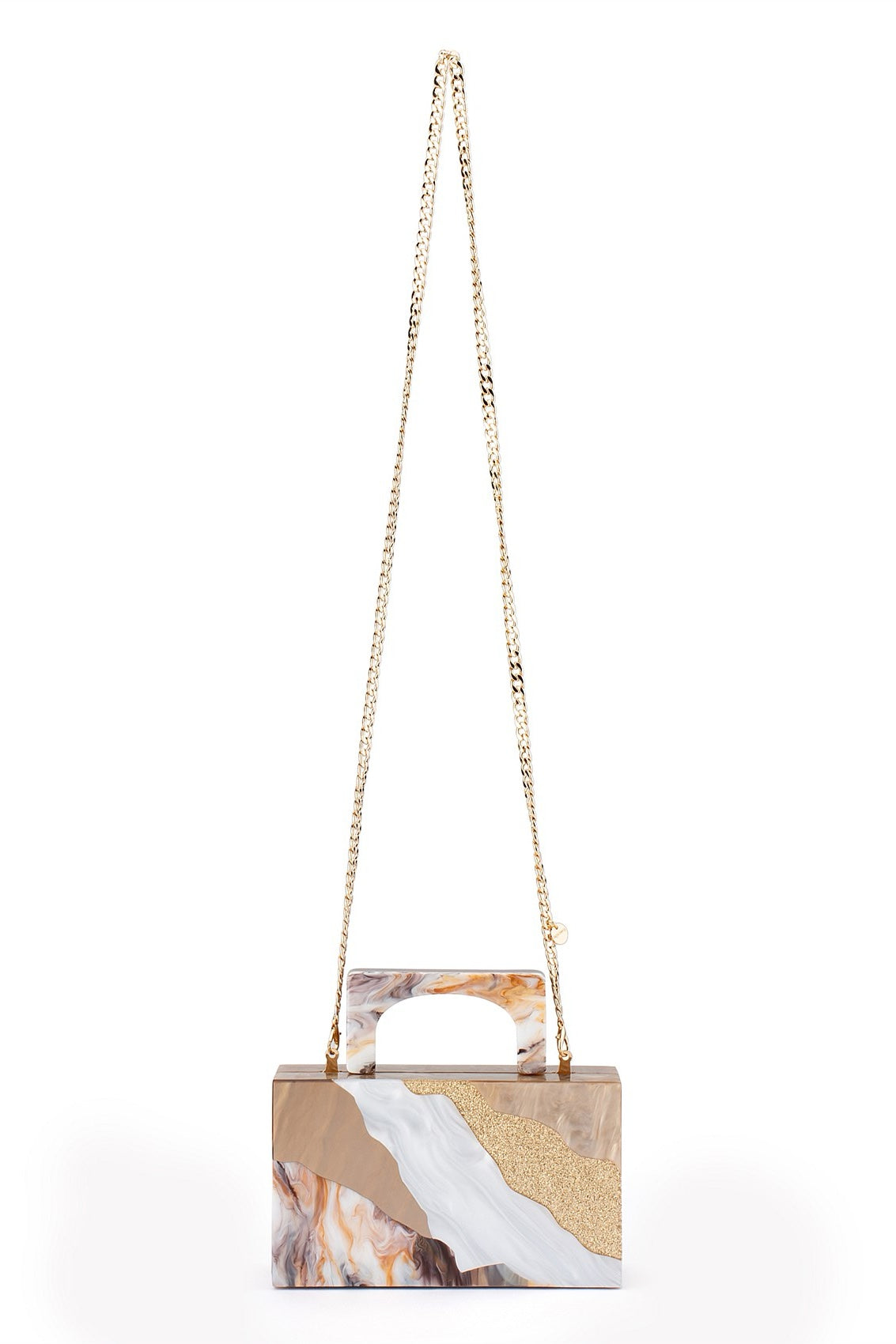 Olga Berg The Fleur Acrylic Top Handle Clutch Bag | Natural