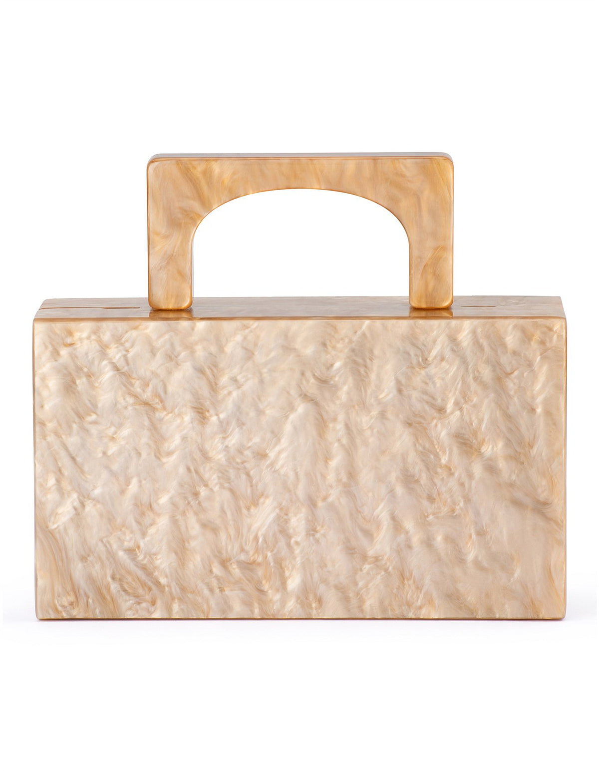 Olga Berg The Fleur Acrylic Top Handle Clutch Bag | Natural