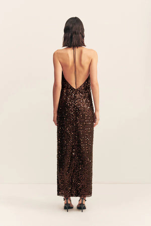Shona Joy Everly High Cowl Neck Maxi Dress | Chestnut