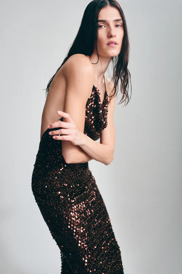 Shona Joy Everly High Cowl Neck Maxi Dress | Chestnut