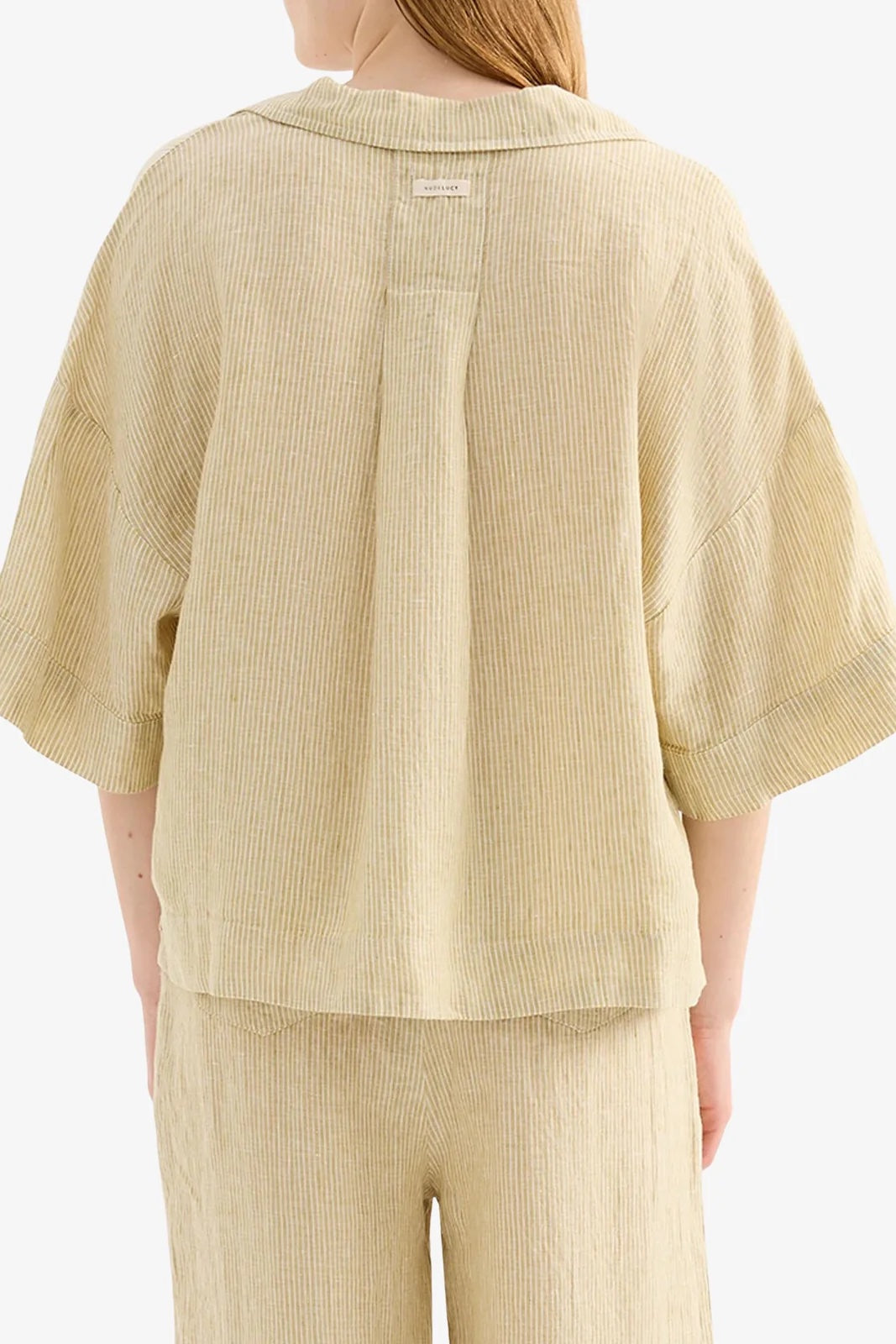 Nude Lucy Lounge Stripe Linen Shirt | Moss Stripe