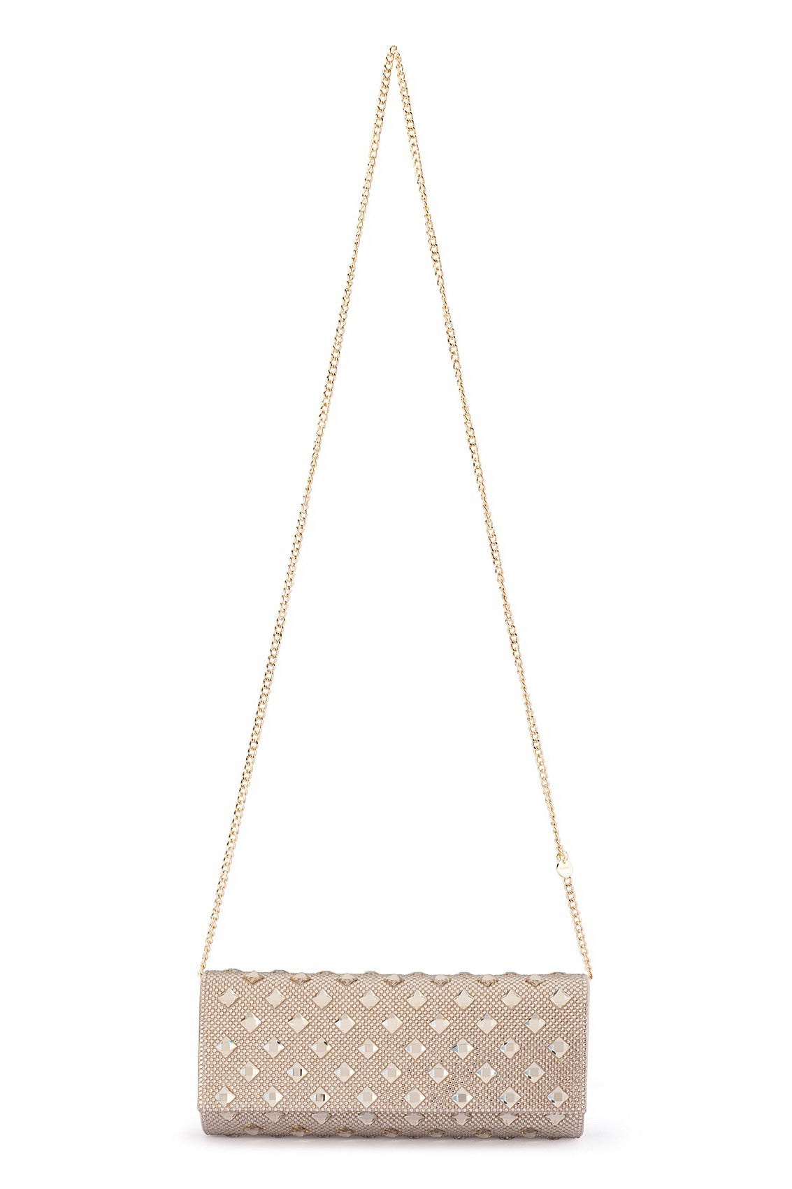 Olga Berg The Bridget Crystal Clutch Bag | Champagne