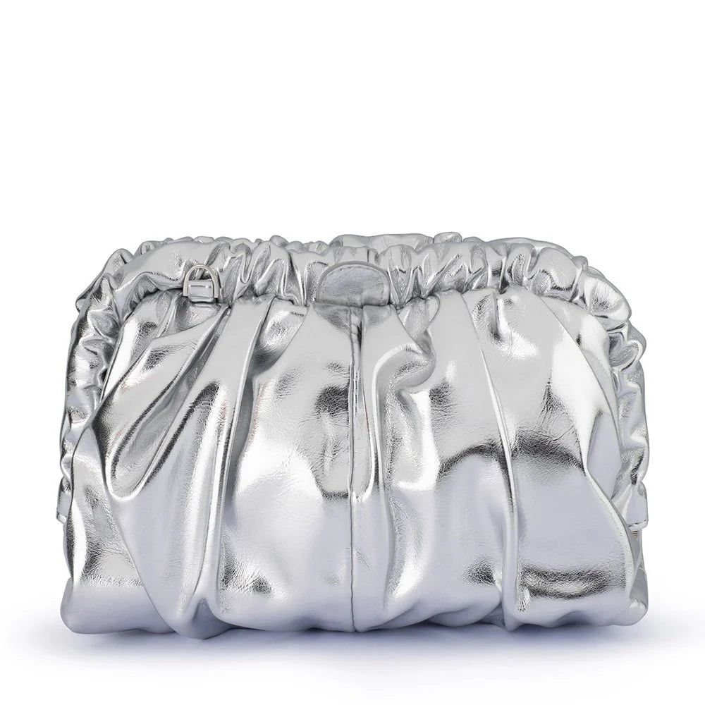 Olga Berg The Betty Metallic Clutch | Silver