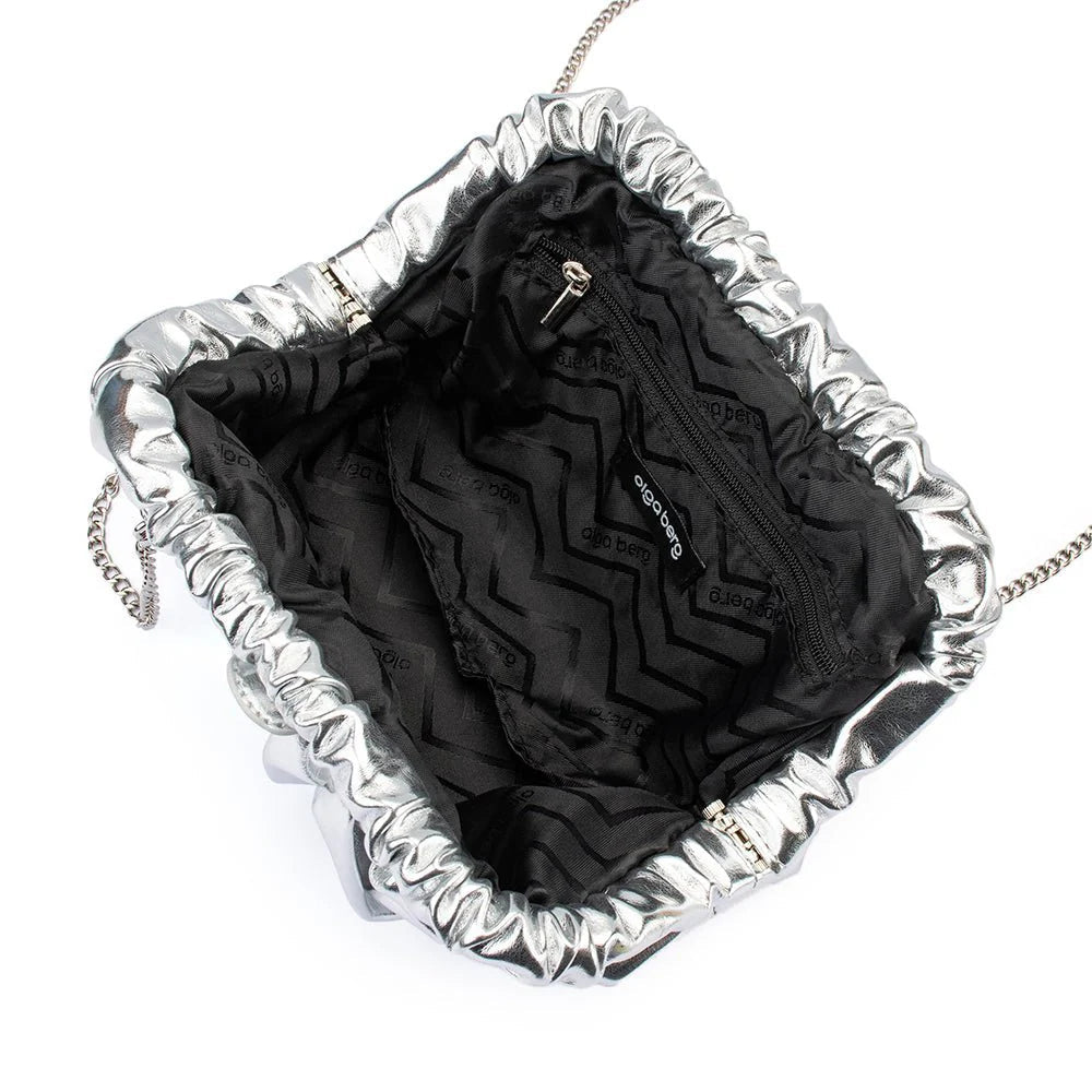 Olga Berg The Betty Metallic Clutch | Silver