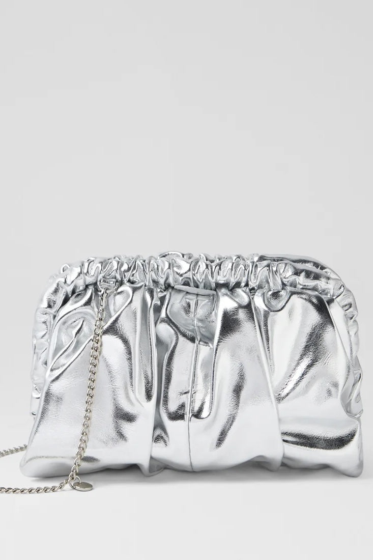 Olga Berg The Betty Metallic Clutch | Silver