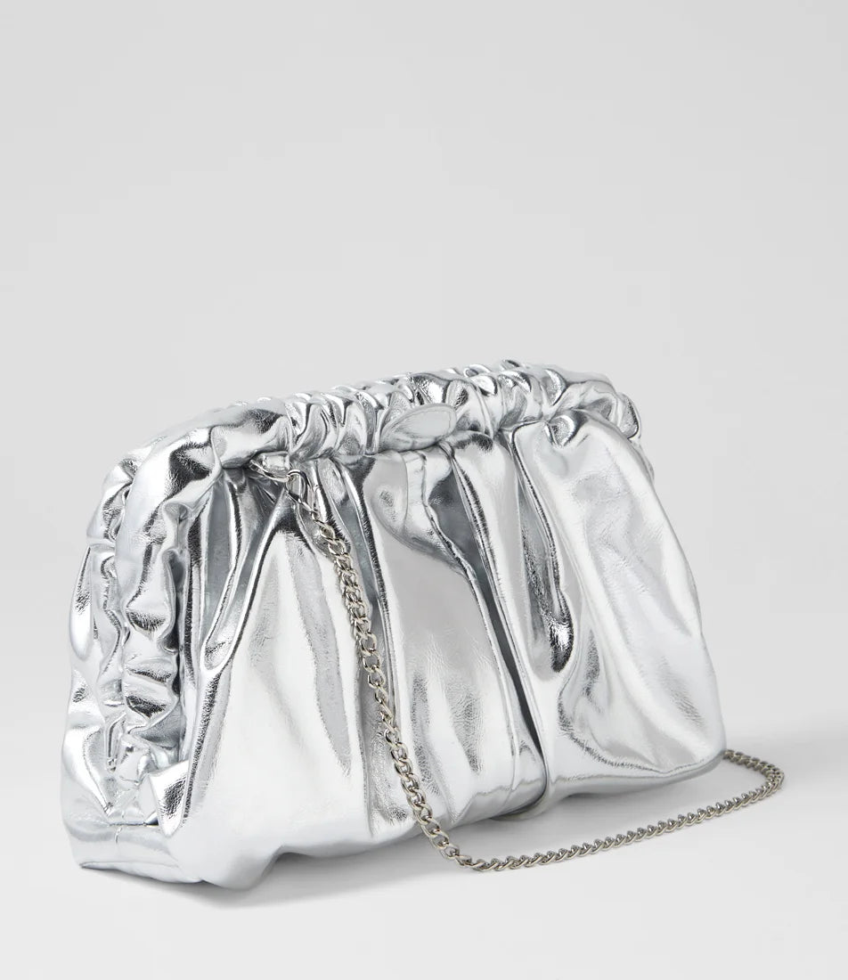 Olga Berg The Betty Metallic Clutch | Silver