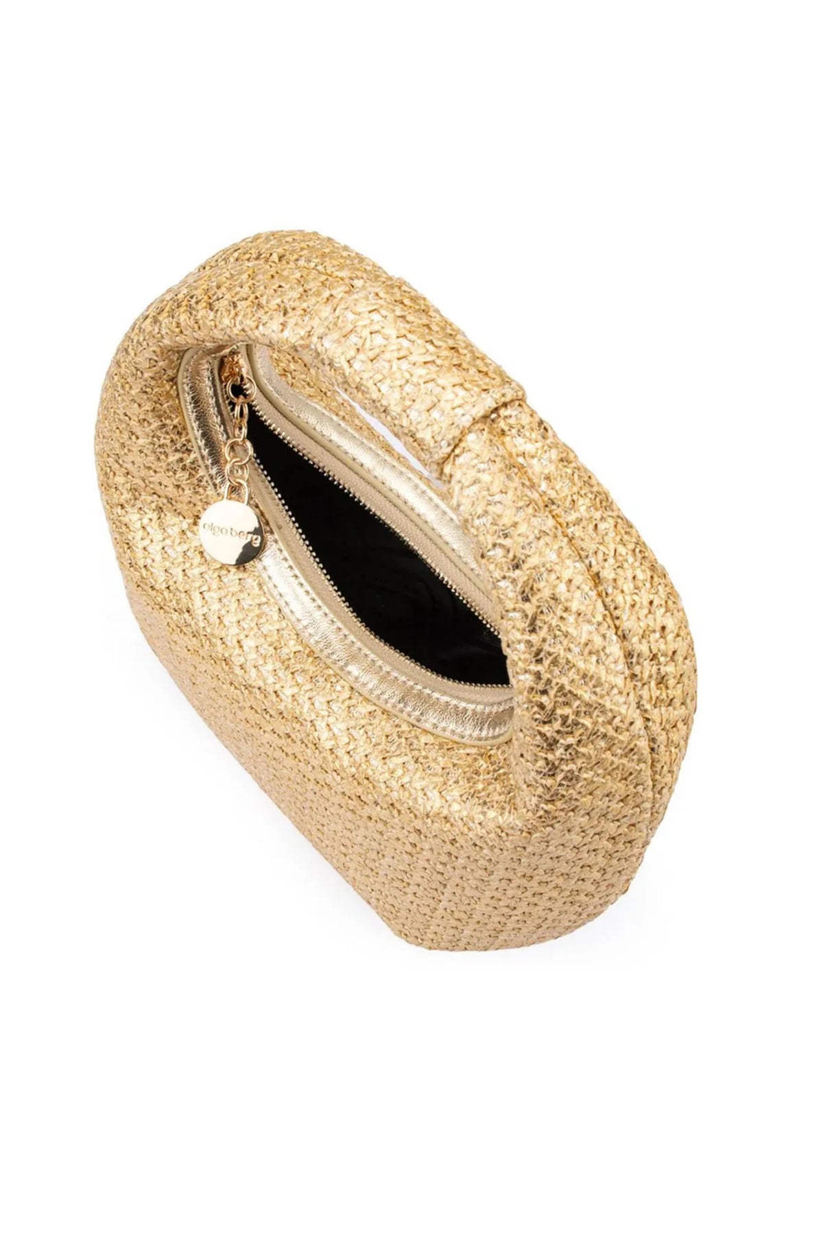 Olga Berg The Eden Woven Hobo Bag | Gold