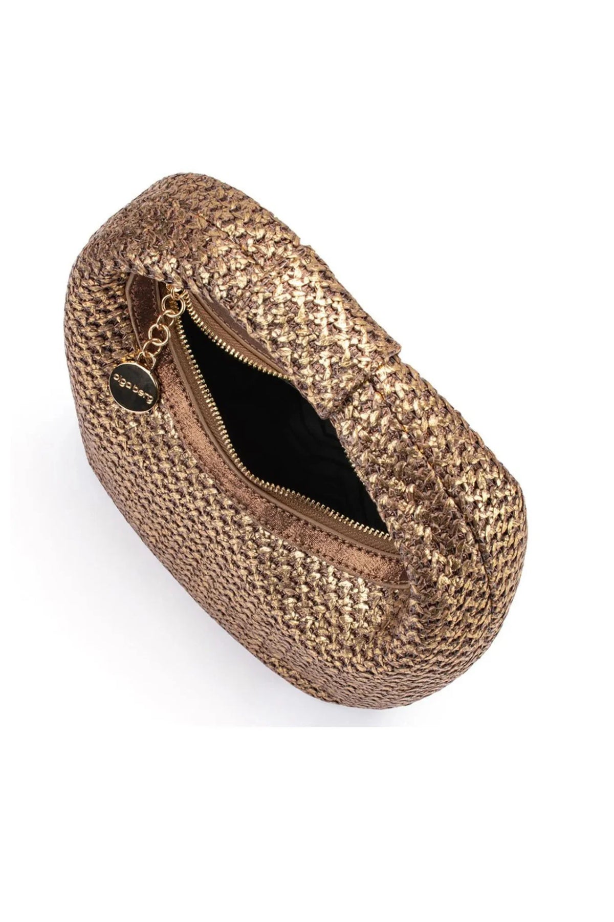 Olga Berg The Eden Woven Hobo Bag | Bronze