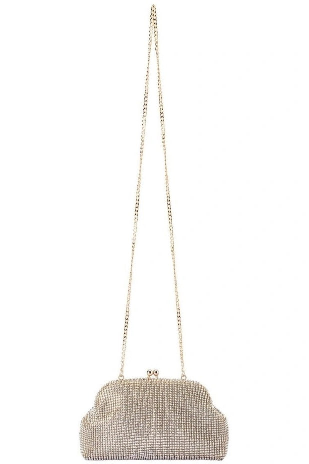 Olga Berg The Ela Crysta Meshl Clutch Bag | Champagne