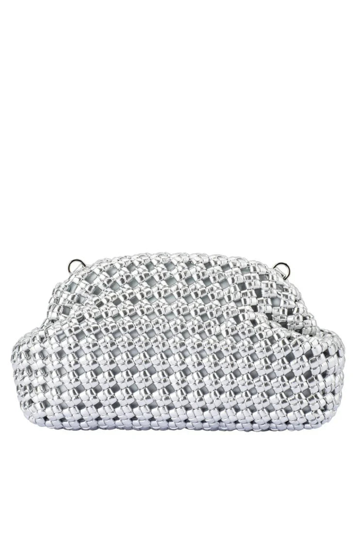 Olga Berg Everly Hand Woven Clutch | Silver