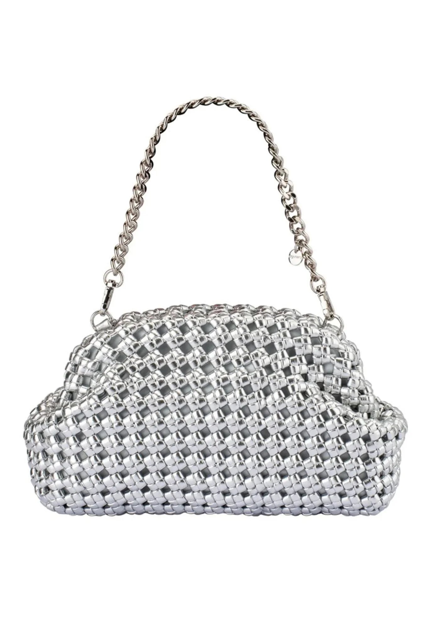 Olga Berg Everly Hand Woven Clutch | Silver