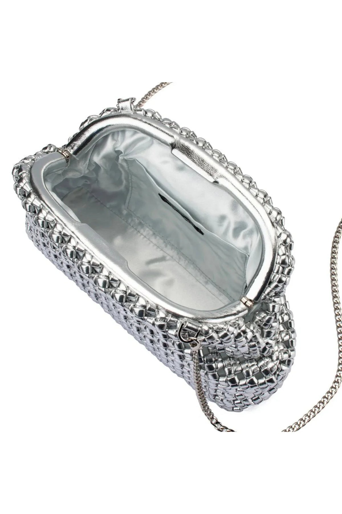 Olga Berg Everly Hand Woven Clutch | Silver