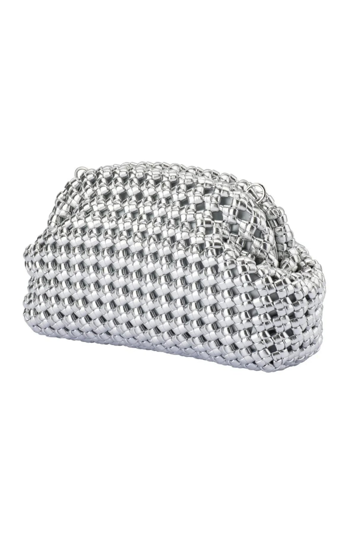 Olga Berg Everly Hand Woven Clutch | Silver