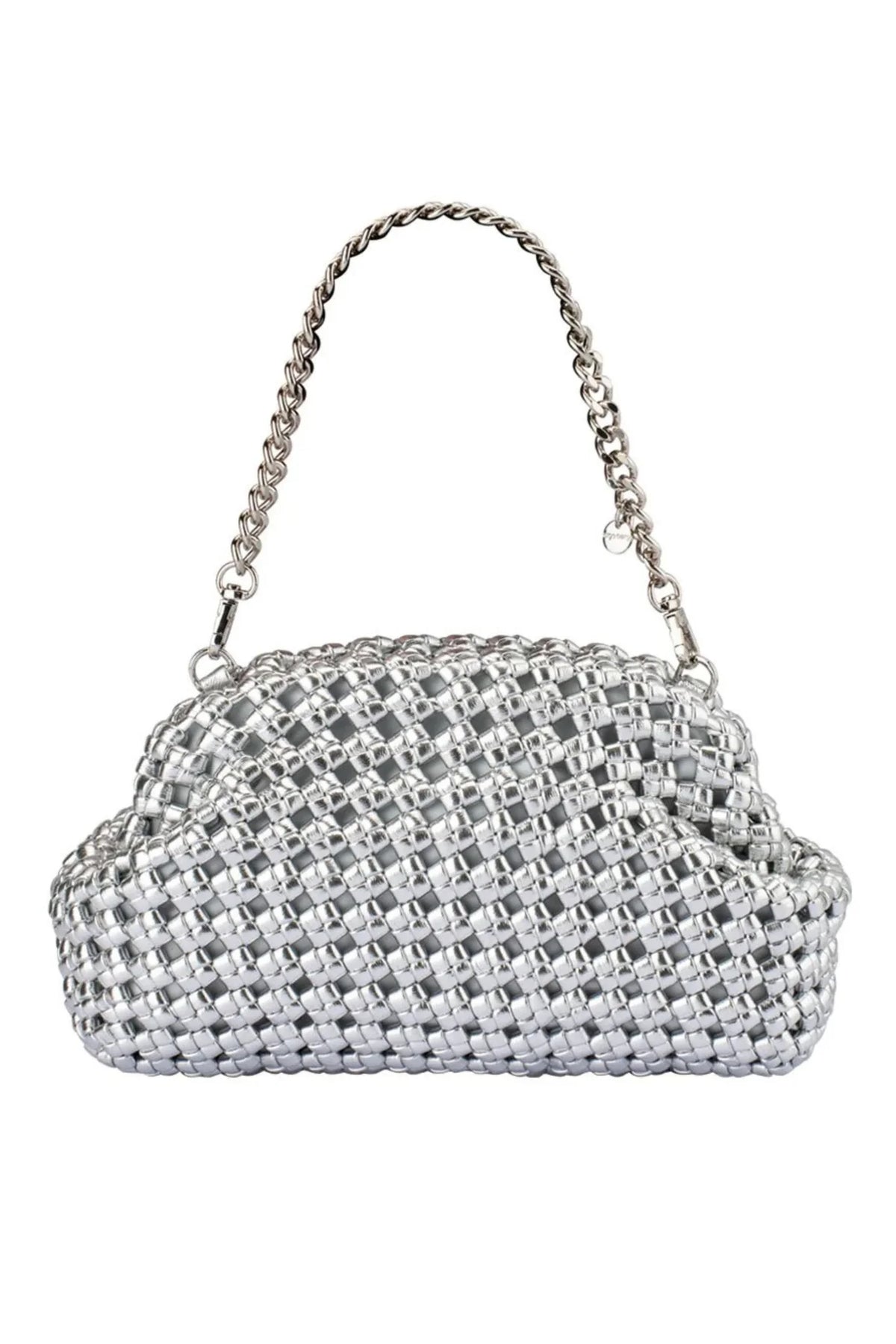 Olga Berg Everly Hand Woven Clutch | Silver
