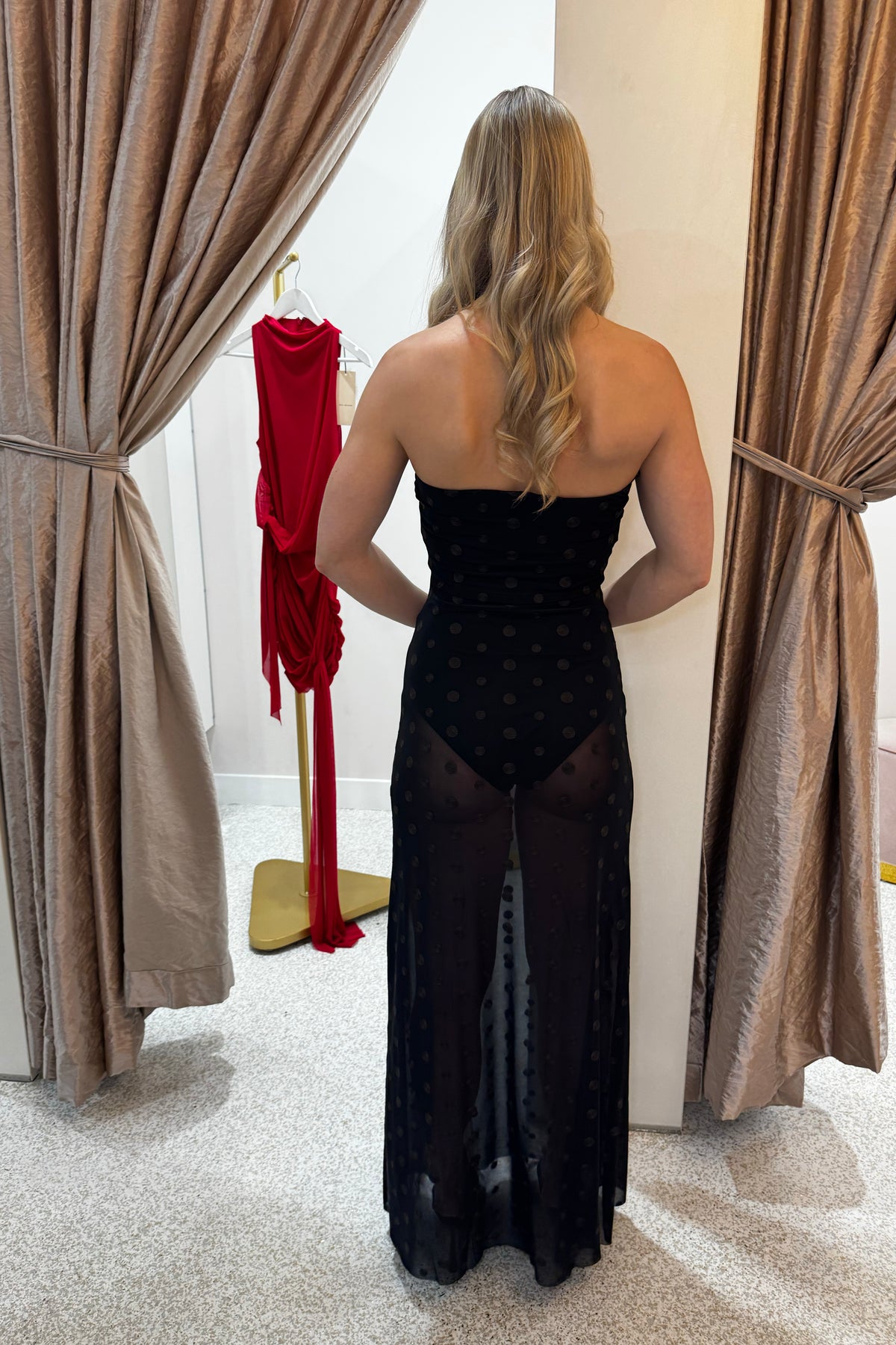 Bec + Bridge Karla Strapless Maxi Dress | Black / Choc Spot