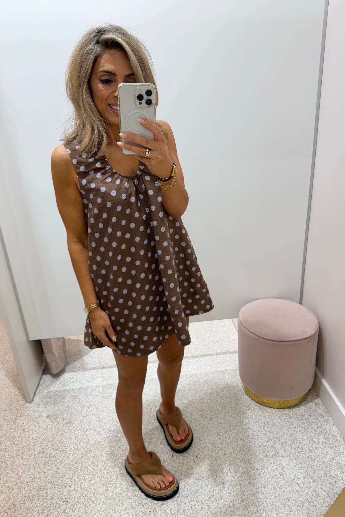 Chosen By Fifi & Annie The Amelia Polka Tunic Dress | Brown Polka || BEST SELLER RESTOCKED