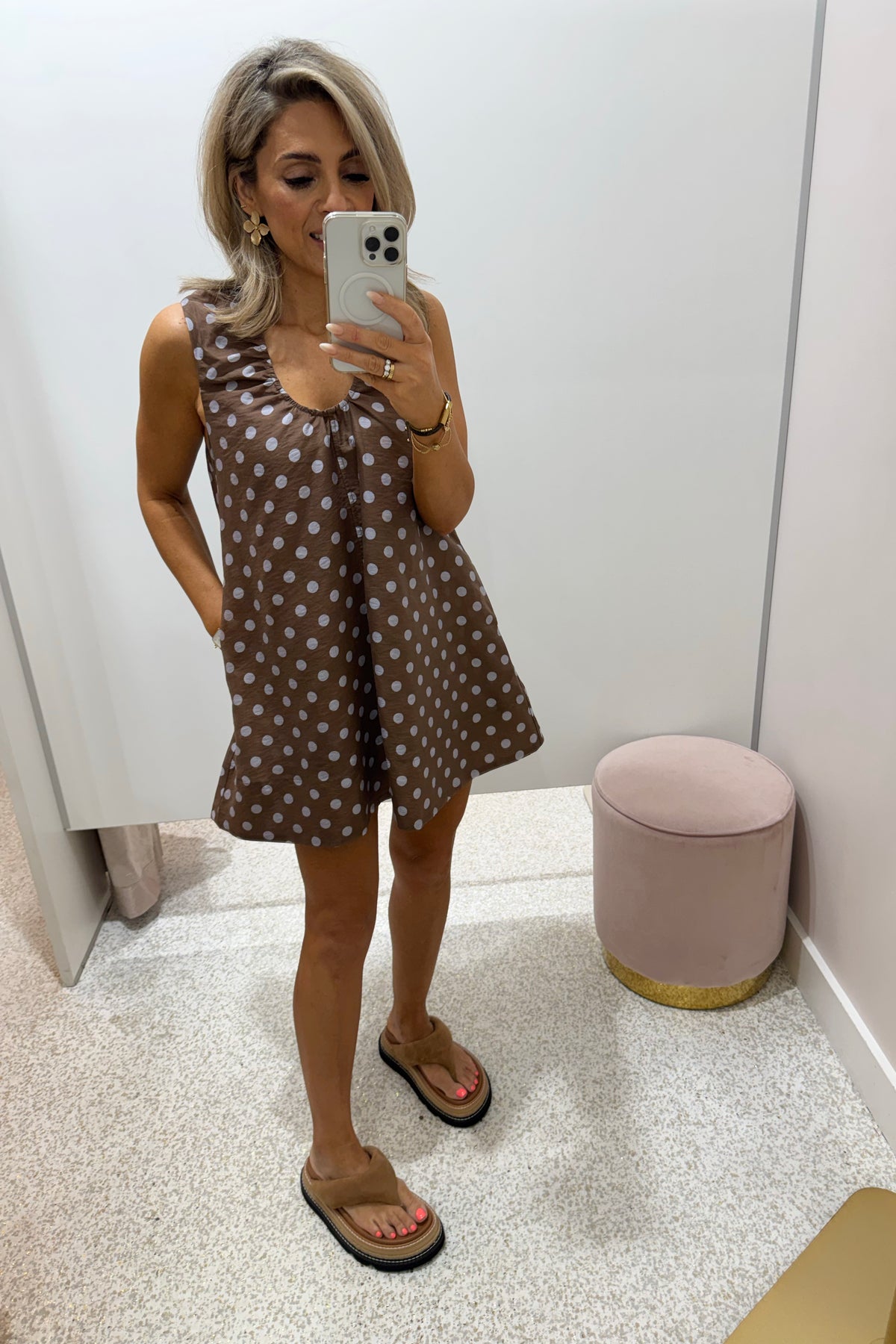 Chosen By Fifi & Annie The Amelia Polka Tunic Dress | Brown Polka || BEST SELLER RESTOCKED