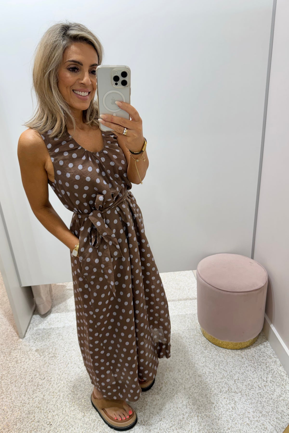 Chosen By Fifi & Annie The Audrey Polka Midi Dress | Brown Polka || BEST SELLER RESTOCKED