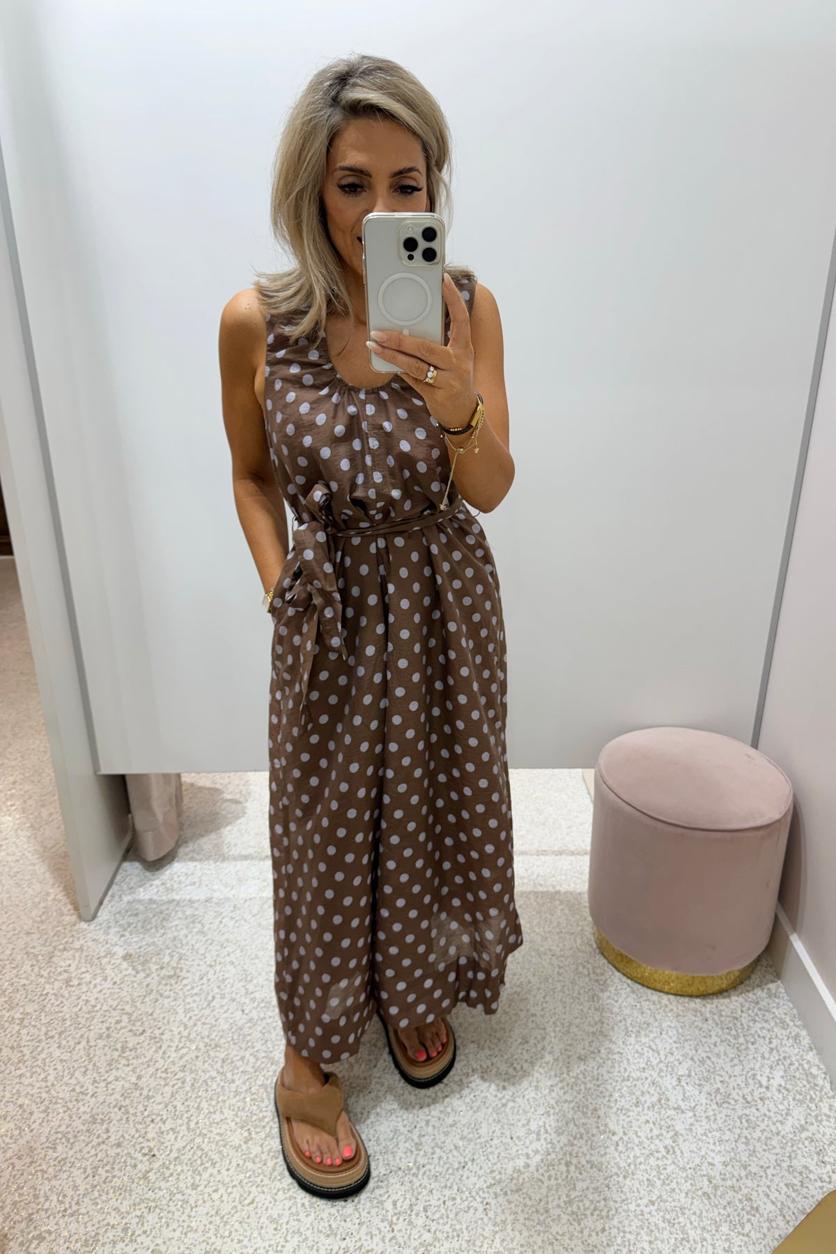 Chosen By Fifi & Annie The Audrey Polka Midi Dress | Brown Polka || BEST SELLER RESTOCKED