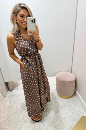 Chosen By Fifi & Annie The Audrey Polka Midi Dress | Brown Polka || BEST SELLER RESTOCKED
