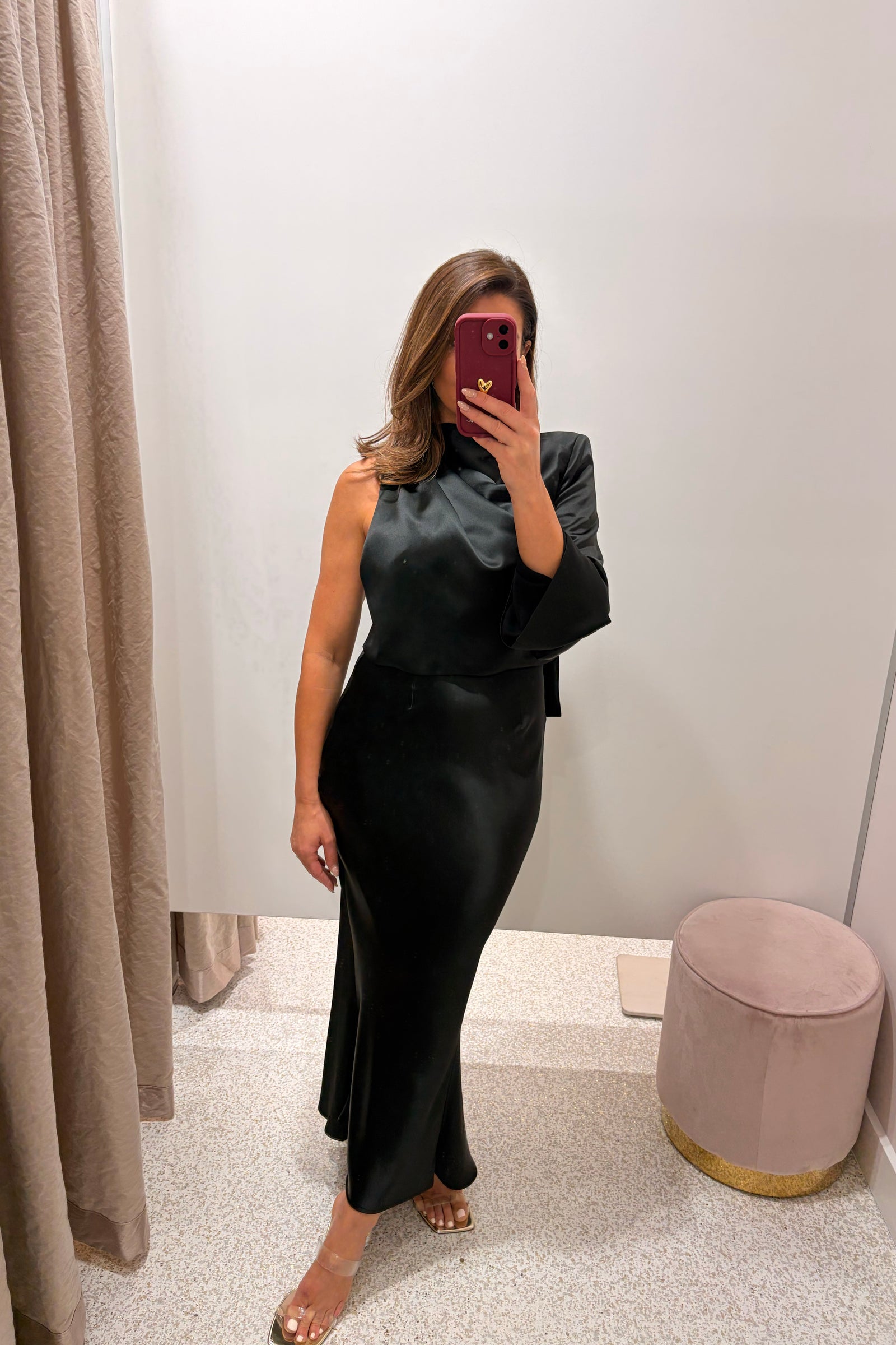 Misha The Montello Satin Midi Dress | Black