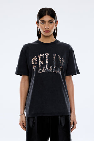 Ena Pelly Leopard Collegiate Tee | Vintage Black