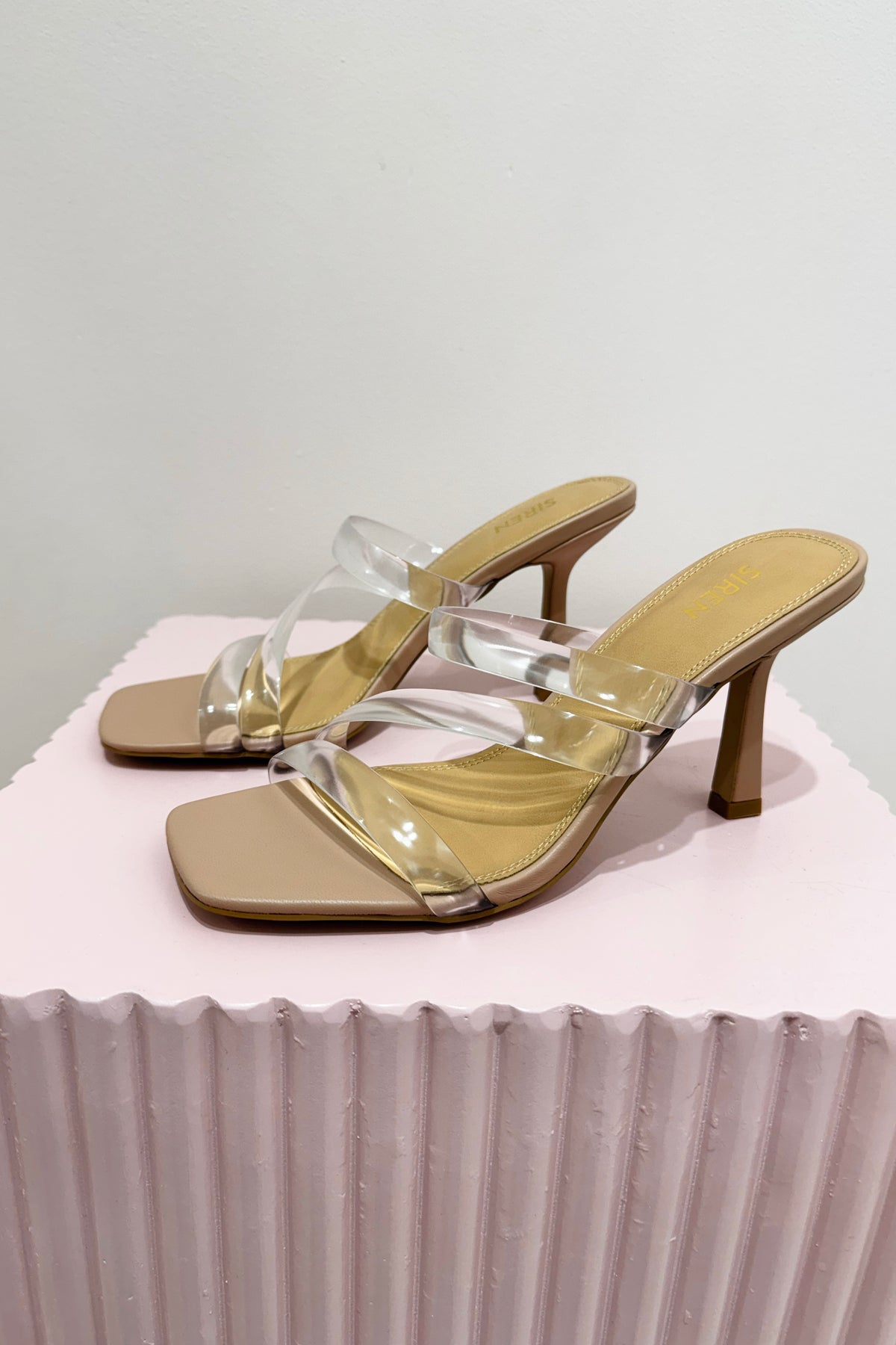 Siren Spence Heeled Sandals | Seashell Leather & Vinylite