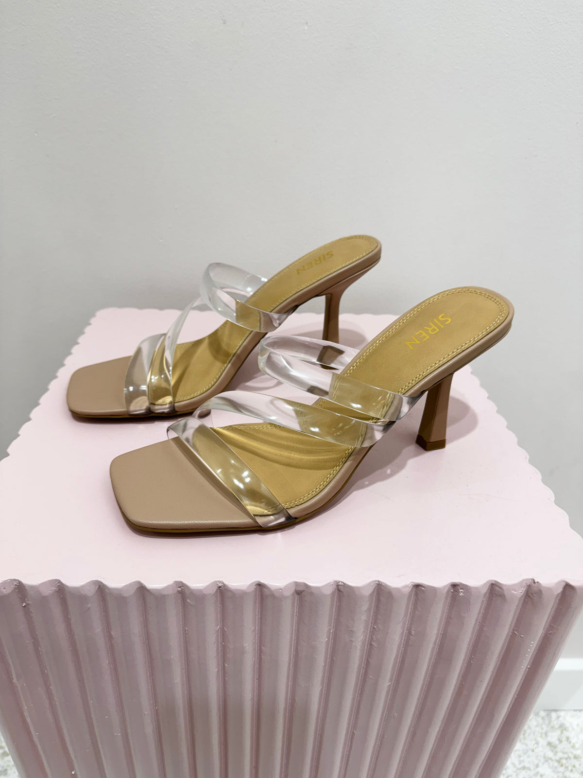 Siren Spence Heeled Sandals | Seashell Leather & Vinylite