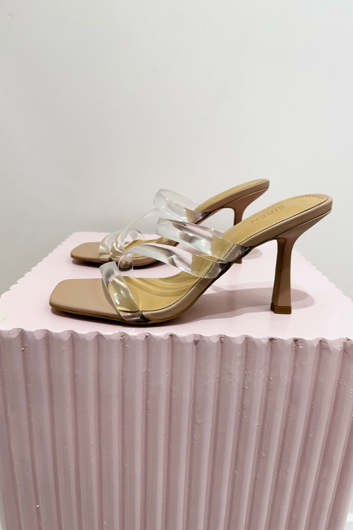 Siren Spence Heeled Sandals | Seashell Leather & Vinylite